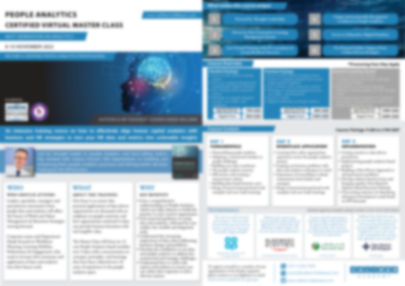 People Analytics Virtual Master Class 8-10 November 2022 People Analytics Virtual Master Class 8-10 November 2022