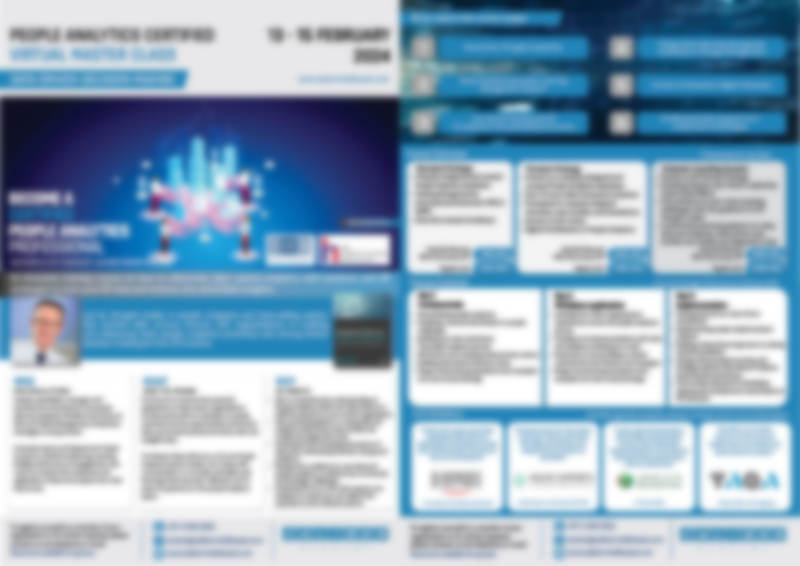 People Analytics Virtual Master Class 13-15 Feb 2024 People Analytics Virtual Master Class 13-15 Feb 2024